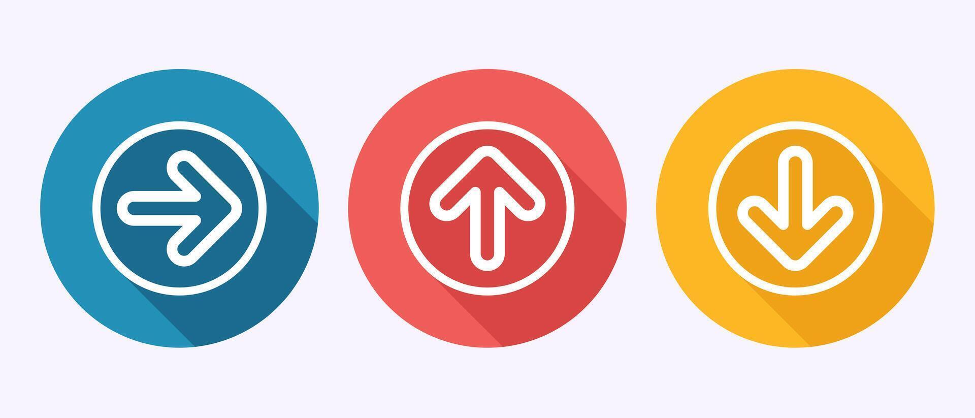 Arrow icon illustration, arrow sign symbol in shadow button design vector