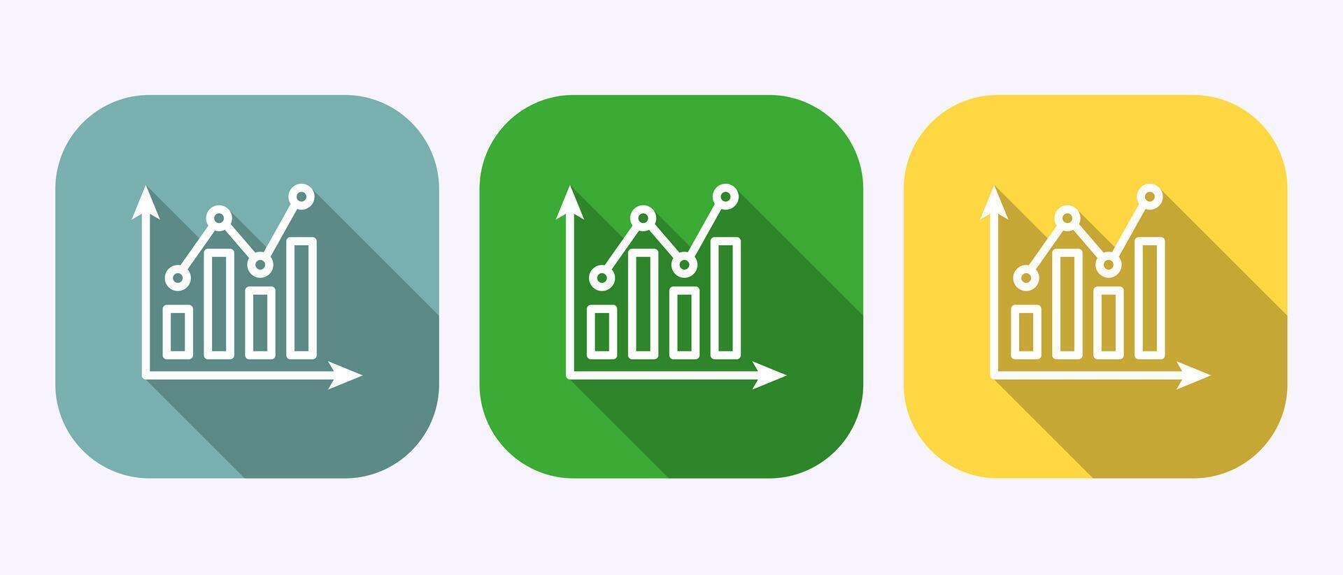Bar chart icon design illustration, Graph logo, Growth chart symbol in shadow button design vector