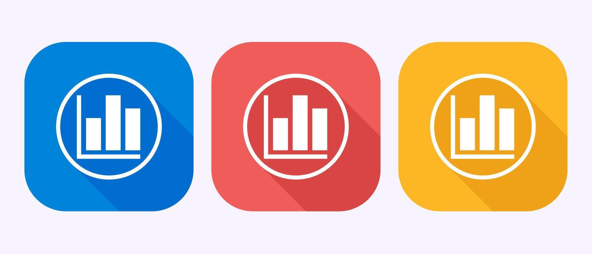 Bar chart icon design, Graph logo, Growth chart symbol in shadow button design vector