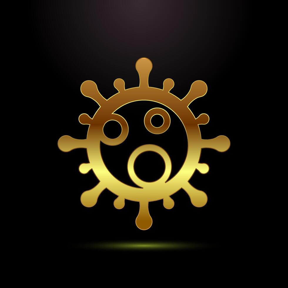 Virus, bacteria icon illustration. Microbe bacteria sign symbol in gold color style vector