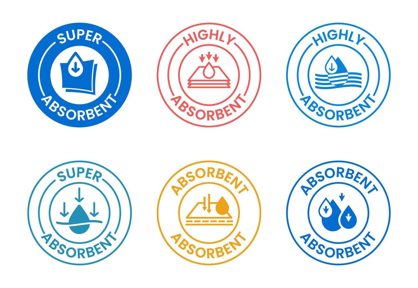 Water absorbent icon set, Water drop absorb symbol vector