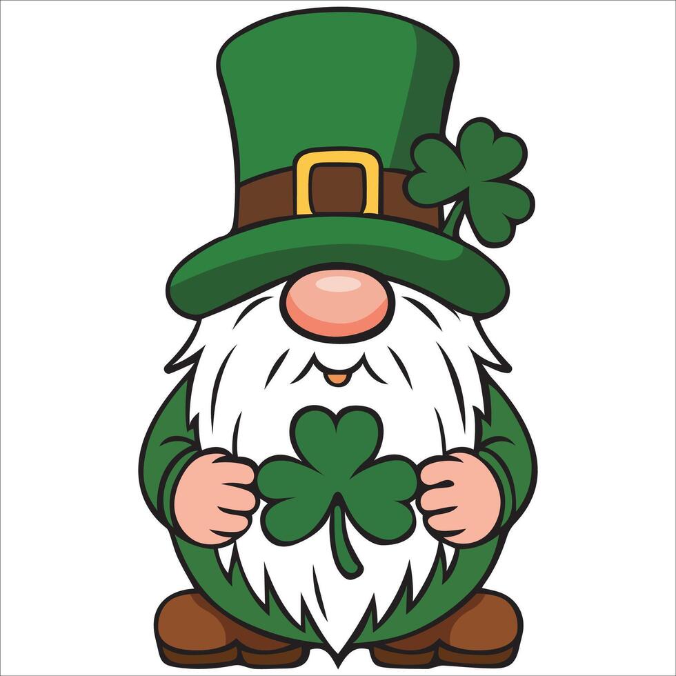Magical Gnome with Clover and Leprechaun Outfit vector