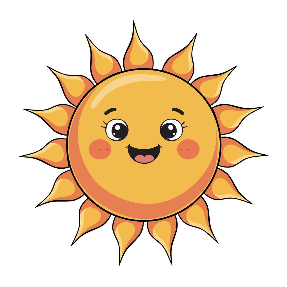 Funny childish suns in flat design. vector