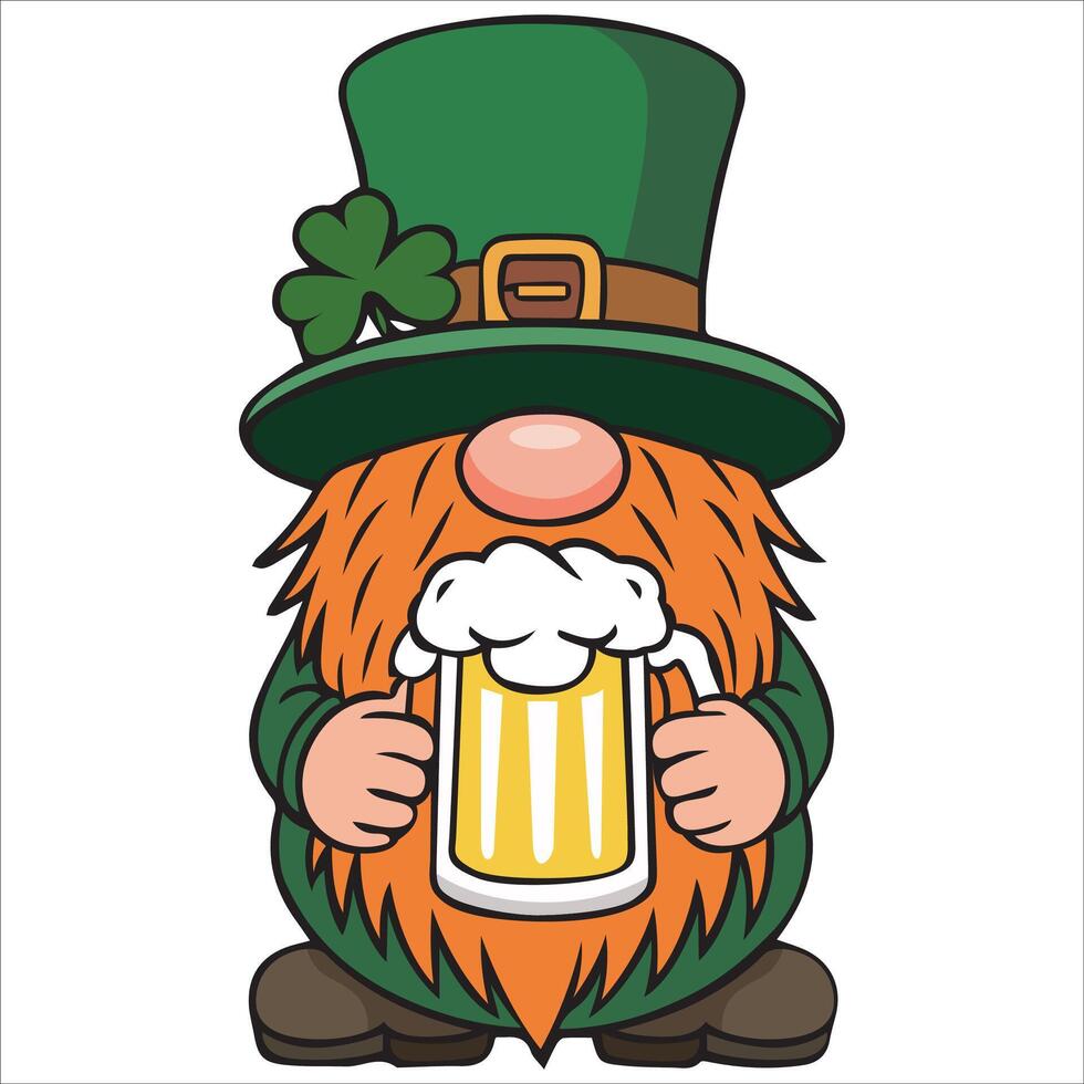 Cute Irish Gnome with Shamrock Charm vector