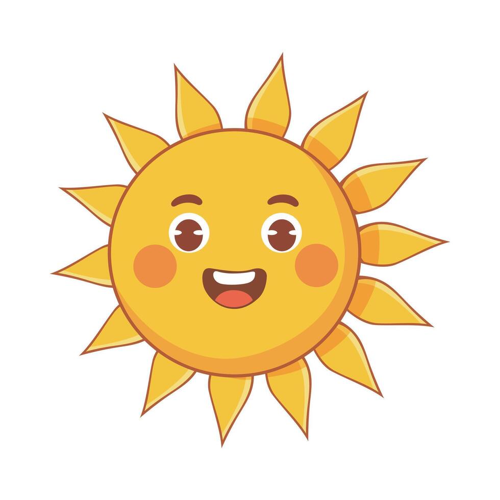 cute smiling suns with face. vector