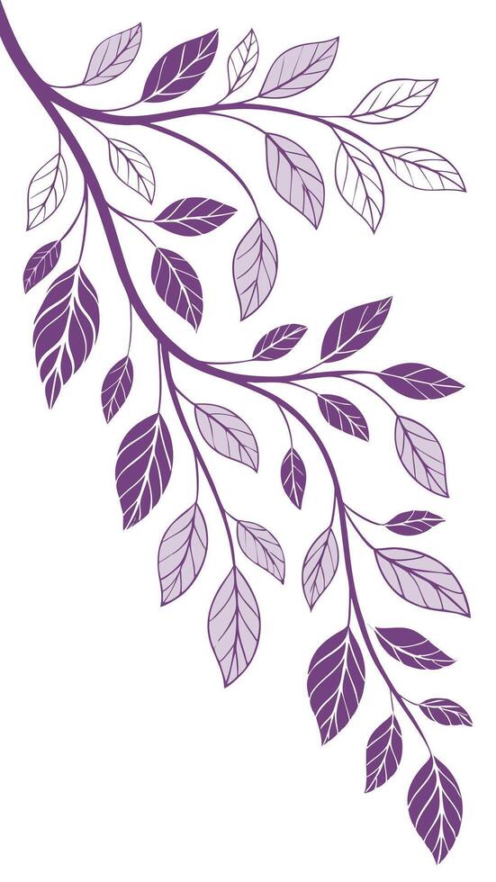 Purple leaves with branches on a white background vector