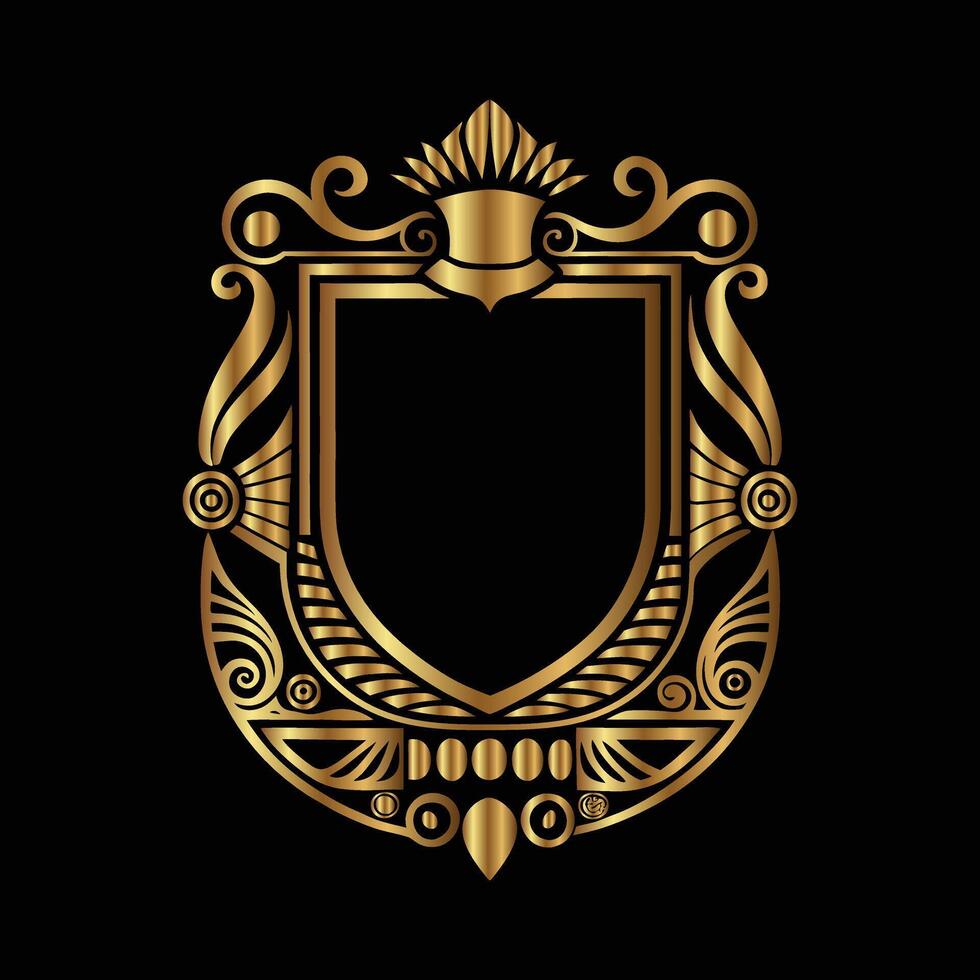golden emblem on black background. vector