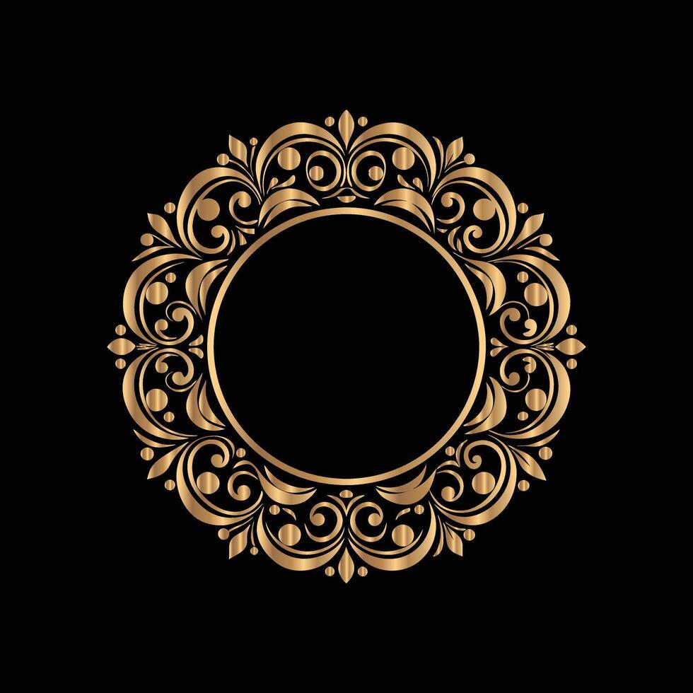 golden frame on black background. decorative elements vector