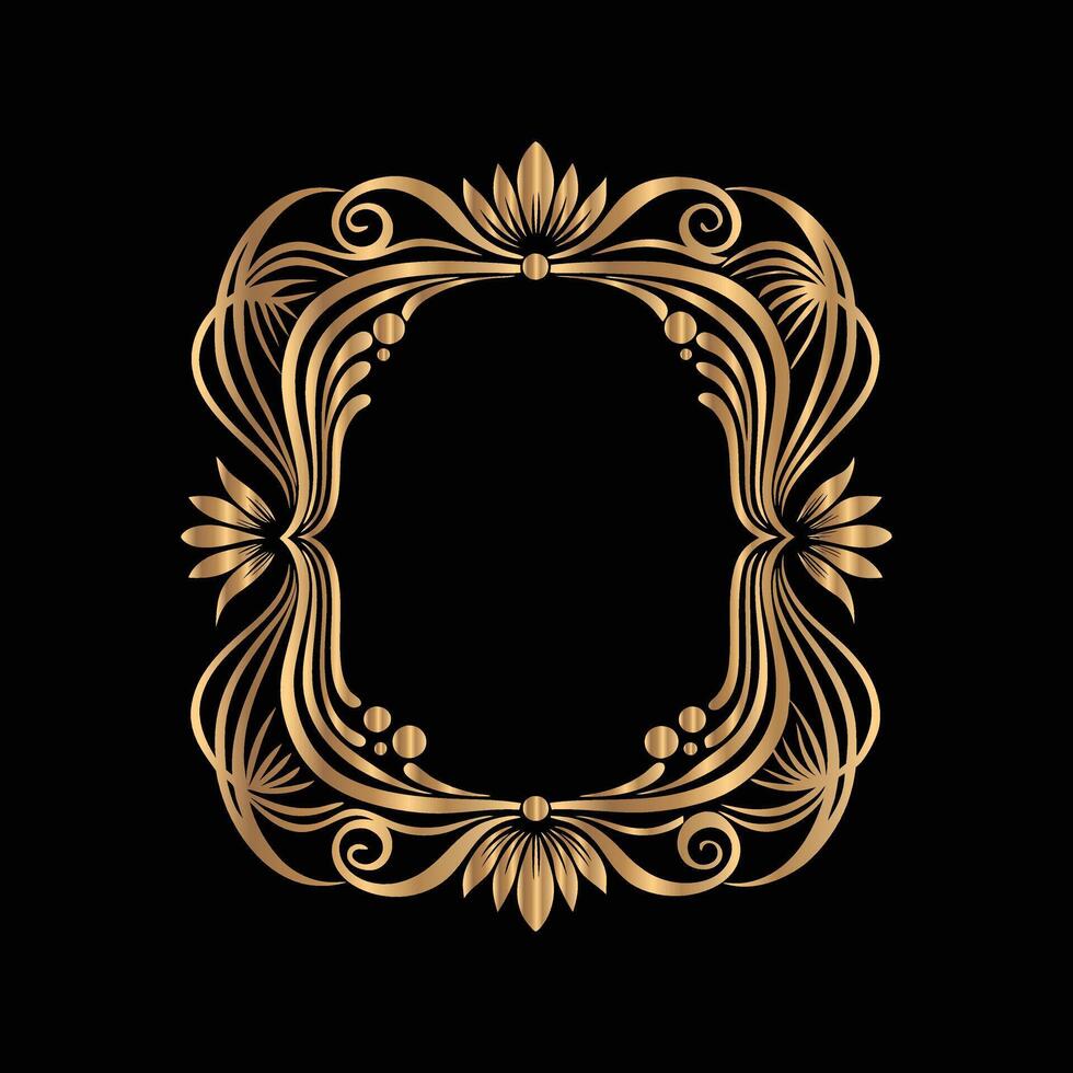 golden frame on black background. golden frame vector