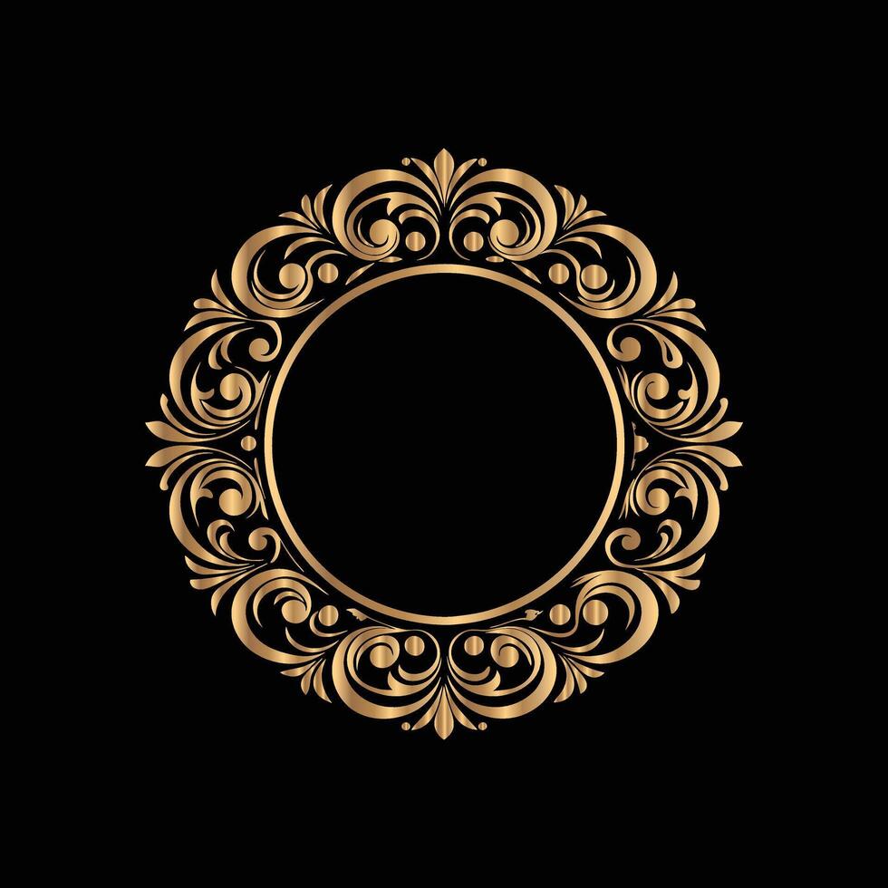 golden frame on black background. decorative elements. vector