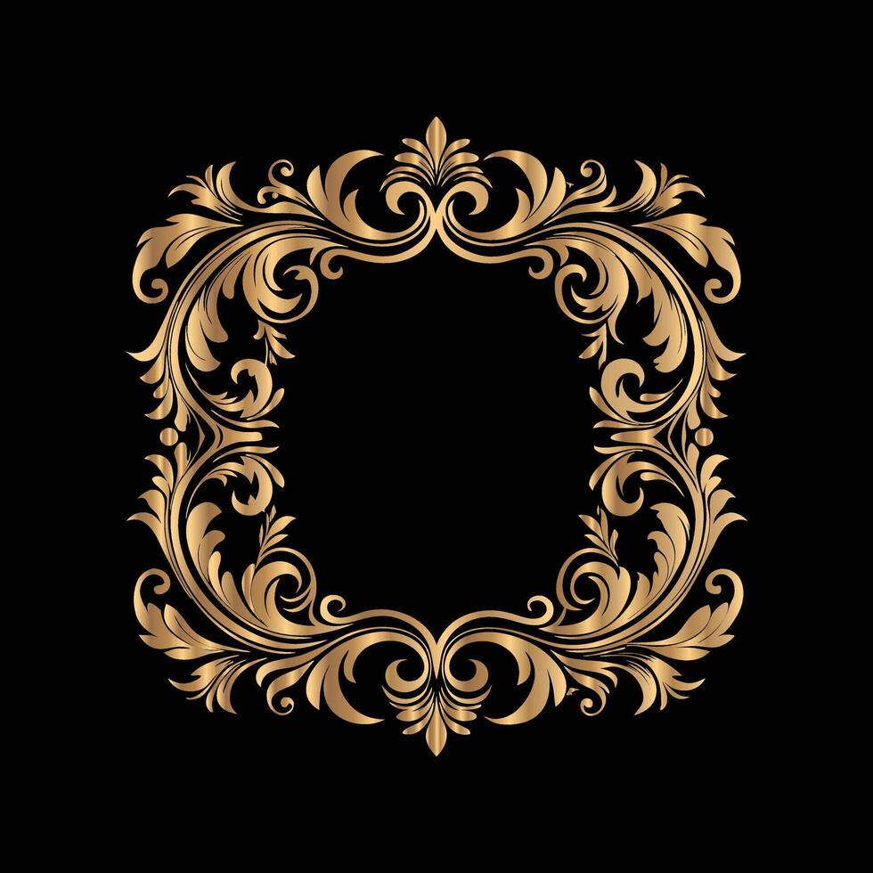 golden frame on black background vector