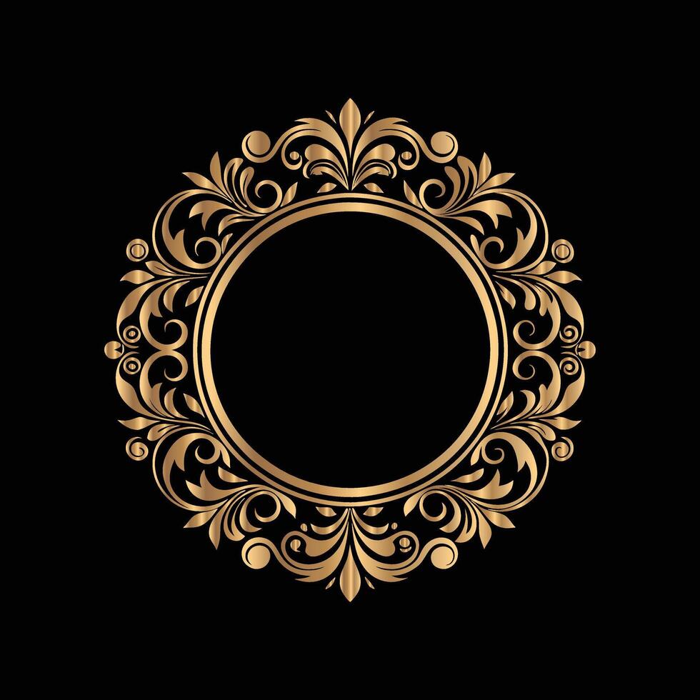 golden frame on black background. decorative frame. vector