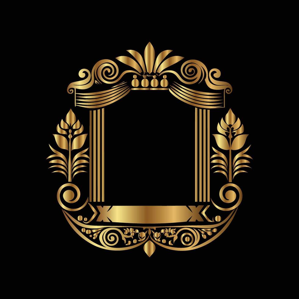 golden frame with ornate design on black background vector