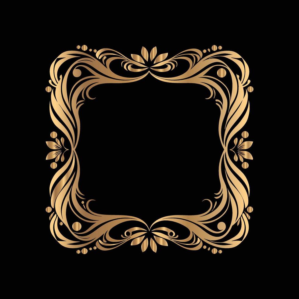 golden frame on black background. vector