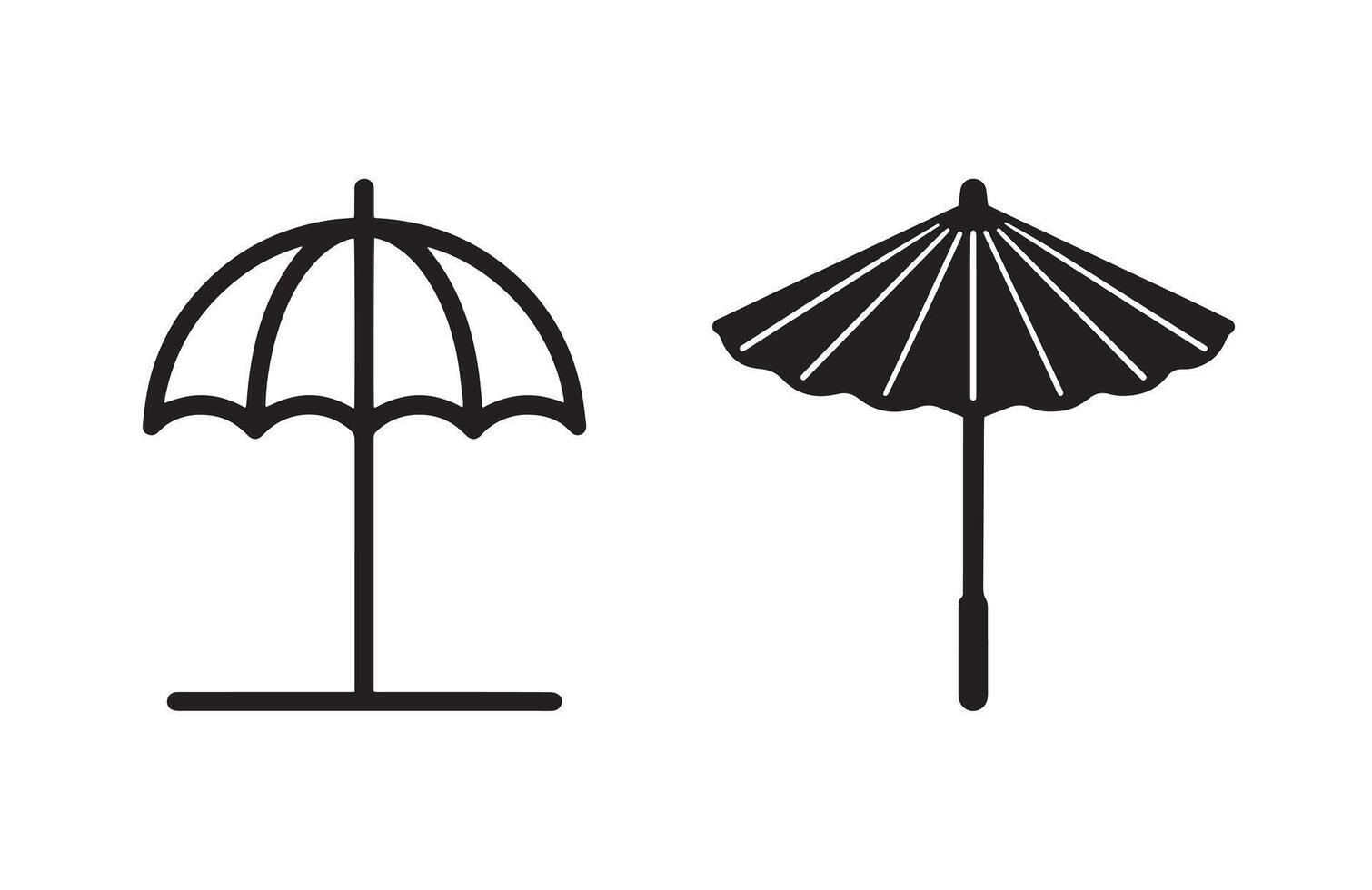 Japanese umbrella black silhouette design symbol, rain protection logo icon vector