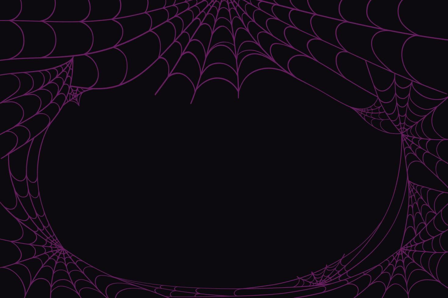 Spider Web Frame in Hand Drawn Style Isolated on Dark Background. Doodle arachnid web perfect for cards, party invitations, web, fashion, print vector