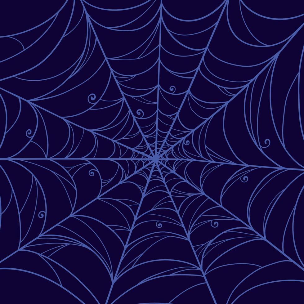 Purple Spider Web in Hand Drawn Style Isolated on Black Background. Doodle arachnid web perfect for cards, party invitations, web, fashion, print vector