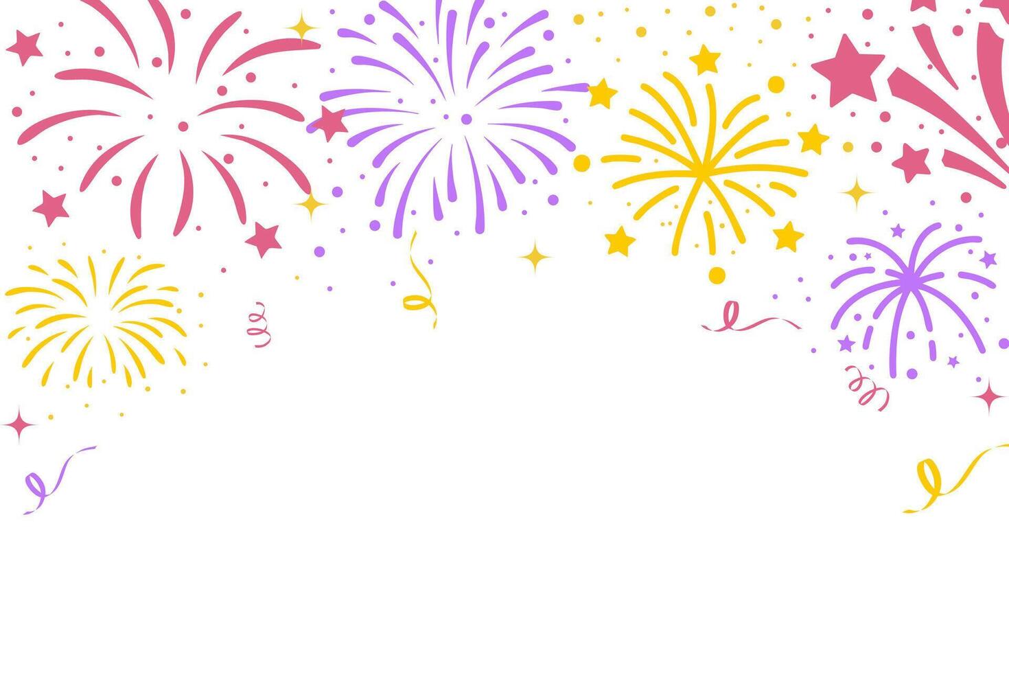 Background of bright colorful fireworks in flat style vector