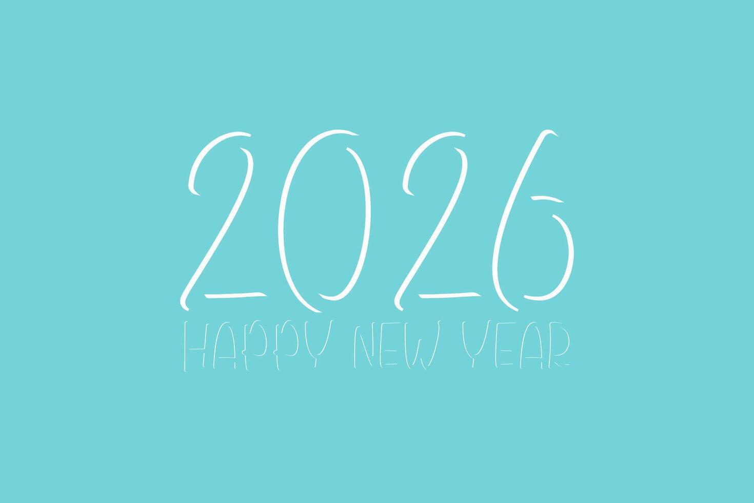 Happy New Year 2026 decorative background banner design on light background hand drawn vector