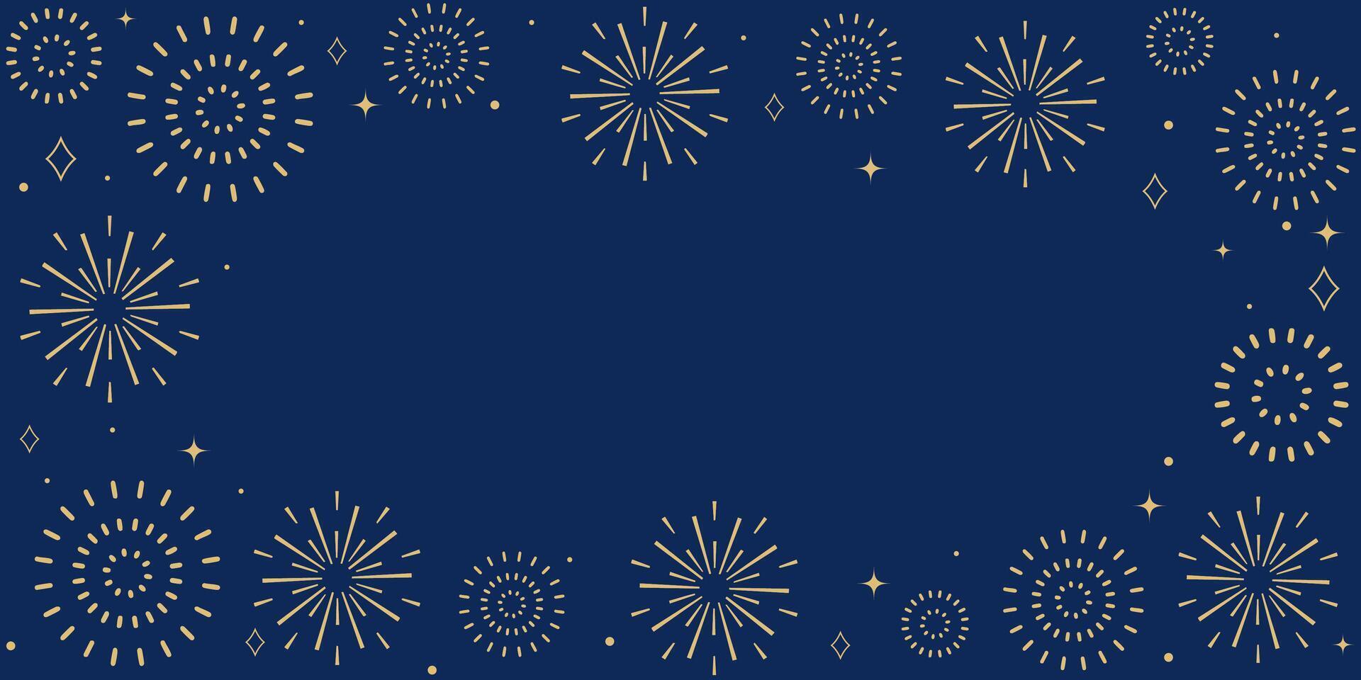Golden fireworks background in flat style vector