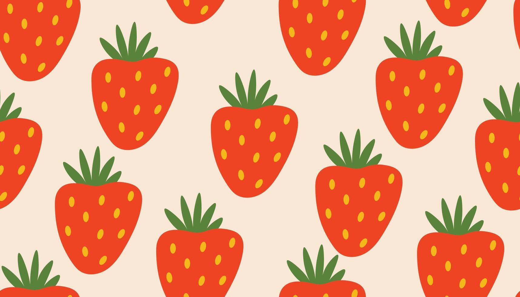 Decorative seamless repeat with red strawberries. Cute and bright, this flat cartoon design adds charm to any project vector