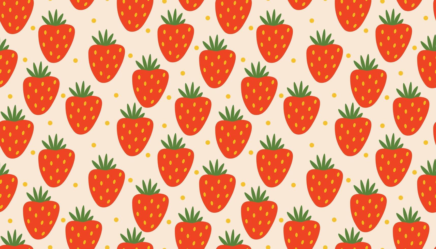 Flat style seamless pattern filled with vivid strawberries and dotted accents. vector