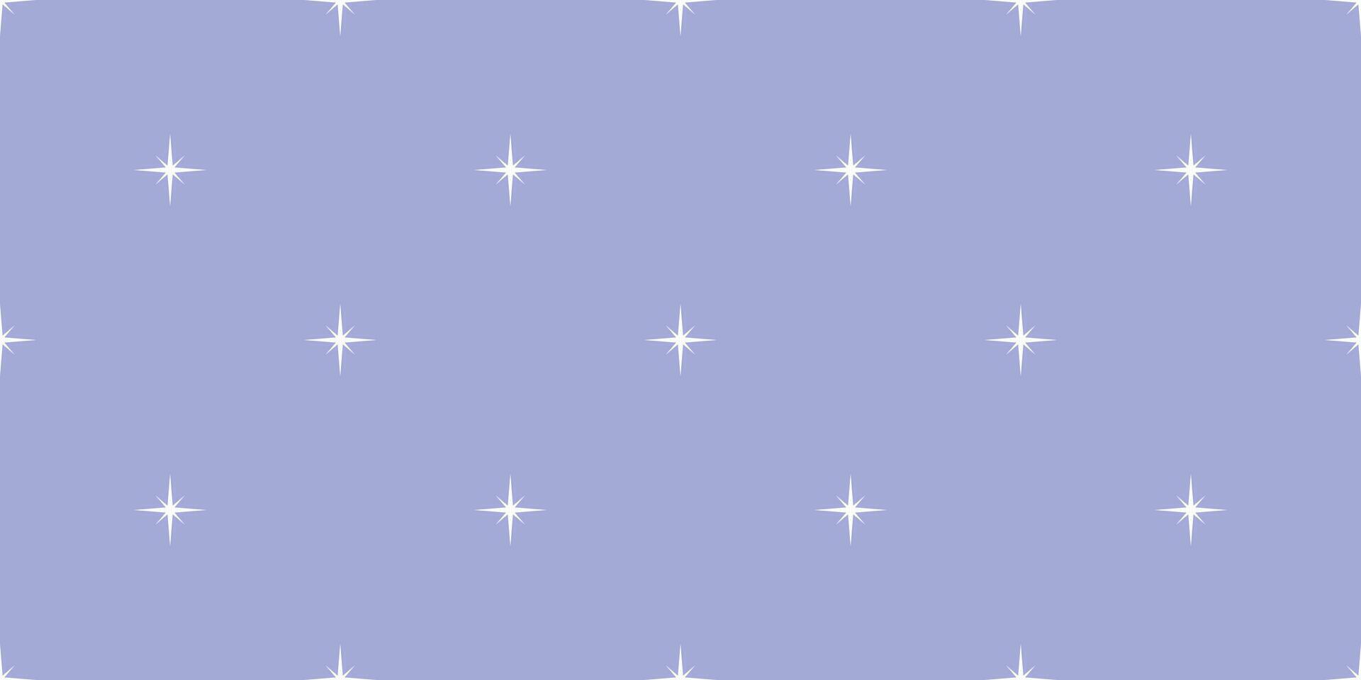 Flat cartoon seamless pattern with polka white stars over soft blue background. vector