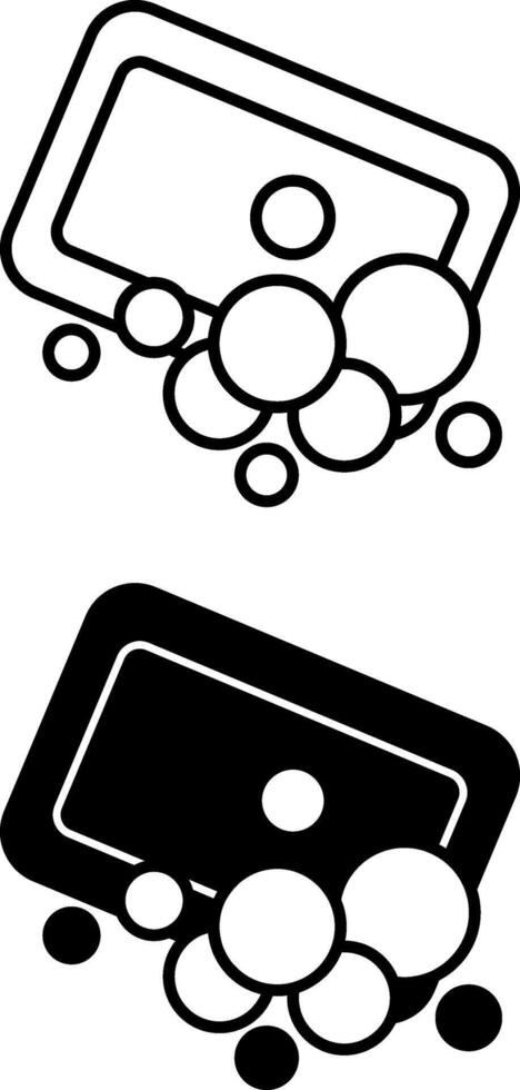 Soap Icons. Black and White Illustration. Detergent, Toilet Soap, Laundry Soap with Foam. Hygiene Concept vector