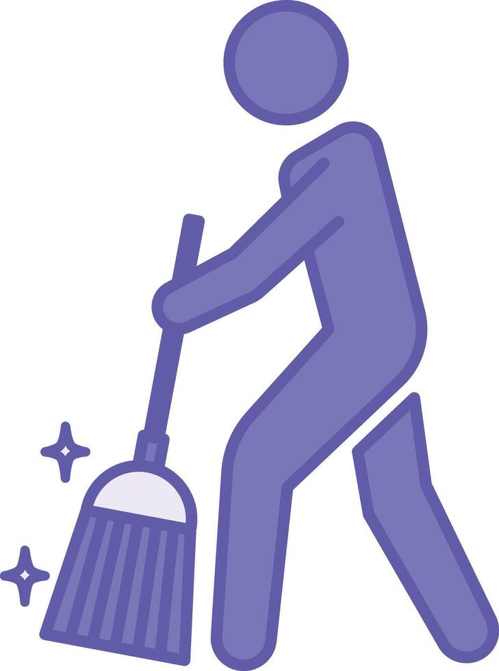 Colored Sweep Icon. Illustration. Man with a Broom. House or Street Cleaning. Hygiene Concept vector