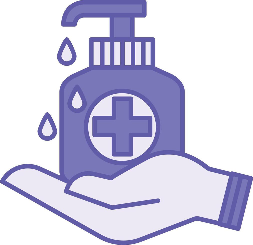 Colored Hydroalcoholic Gel Icon. Illustration. Hand Disinfection Solution. Human Hand and Disinfectant. Hygiene Concept vector
