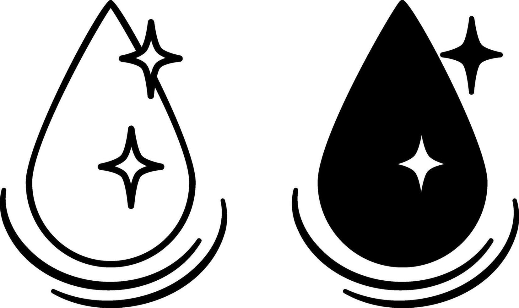 Clean Water Icons. Black and White Illustrations. Distilled Drinking Water. Drop, Liquid. Hygiene Concept vector