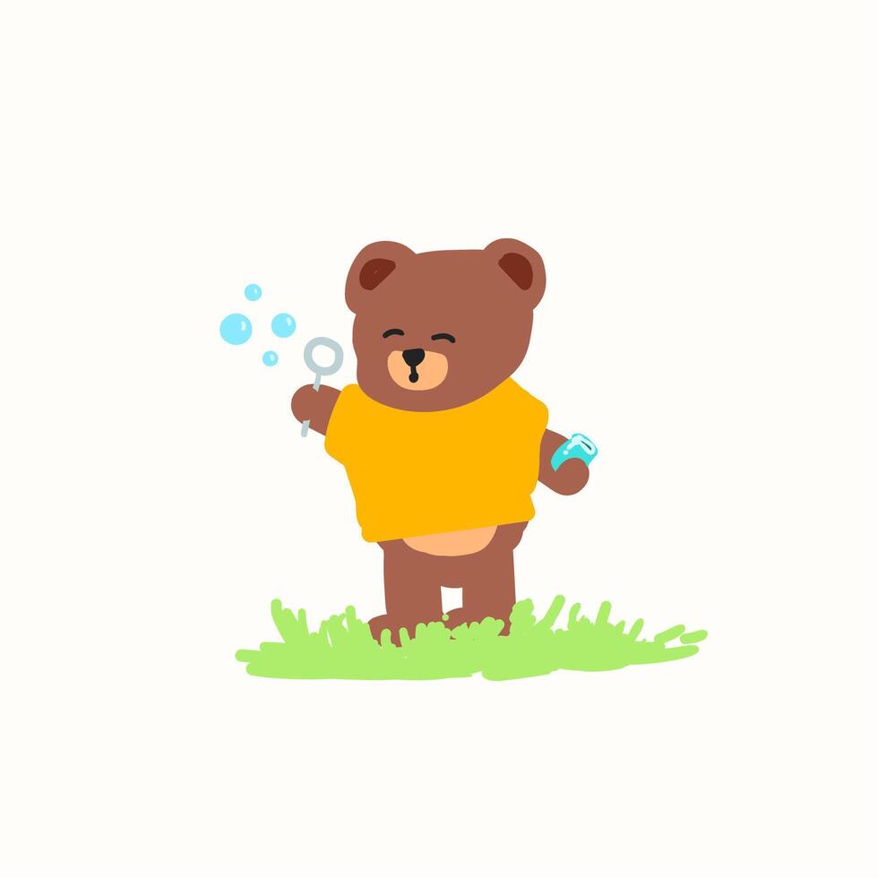 Cute bear Blowing bubbles vector