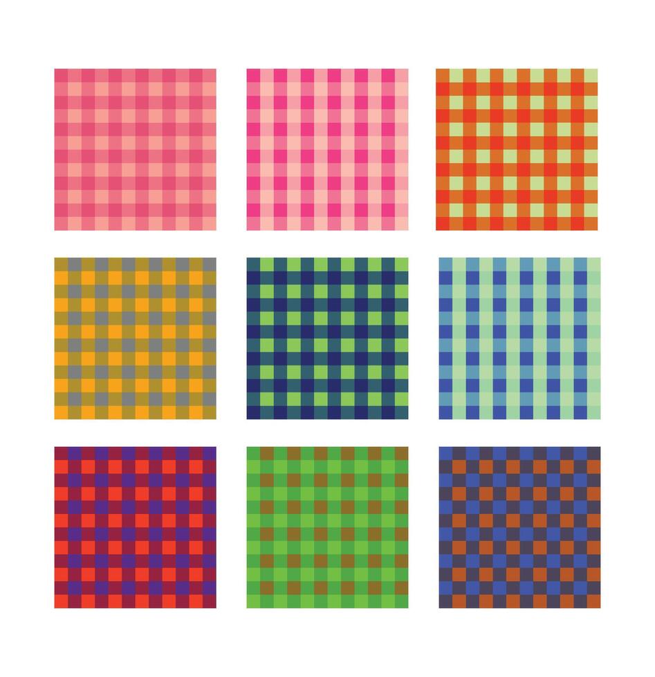 A set of Plaid Fabric for picnic - Retro vector