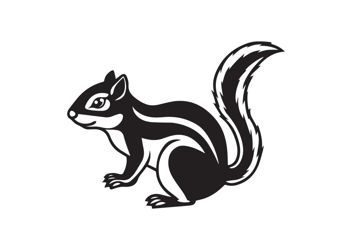 Silhouette of Skunk filled with nature view in rough drawing vector