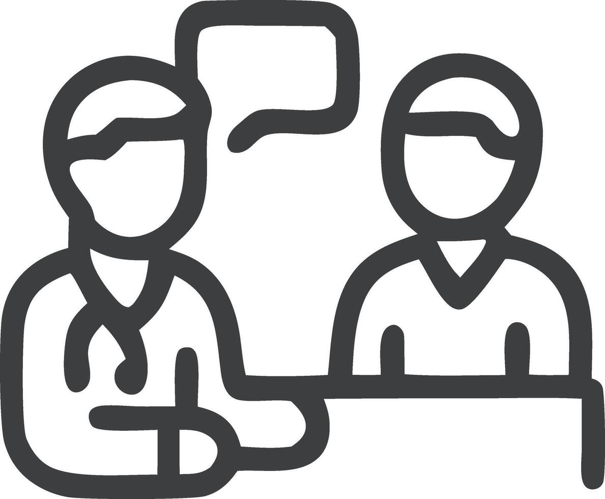 Minimalist Outline Doctor Consult Patient Conversation Healthcare Line Art vector