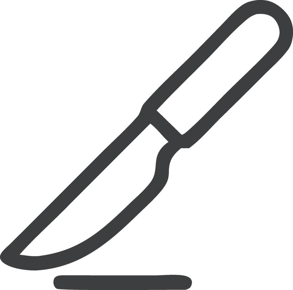 Minimalist Outline Surgical Scalpel Instrument with Incision Line Icon Symbol vector