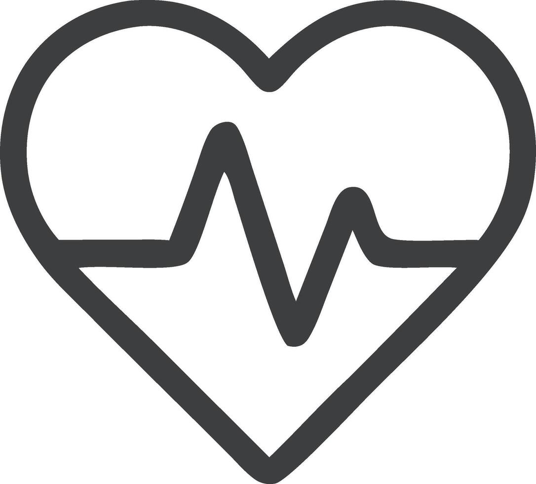 Simple Outlined Heartbeat Heart Graphic Symbol Shape Sign Element vector