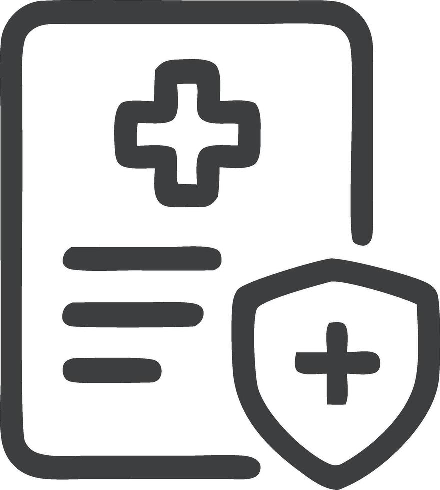 Handdrawn Outline Medical Report Insurance Document Icon Graphic Element vector