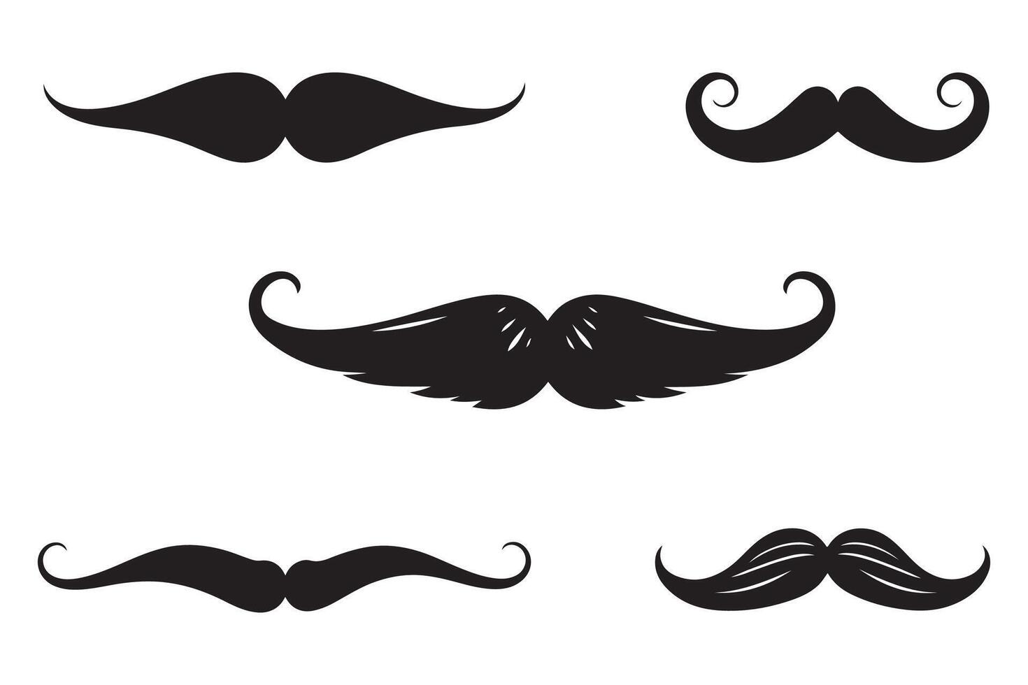 Stylish Black and White Mustache Designs on a white background vector