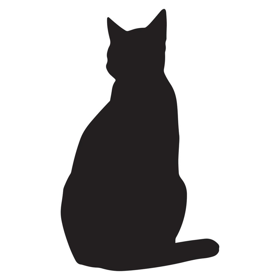 Black Silhouette of a Sitting Cat vector