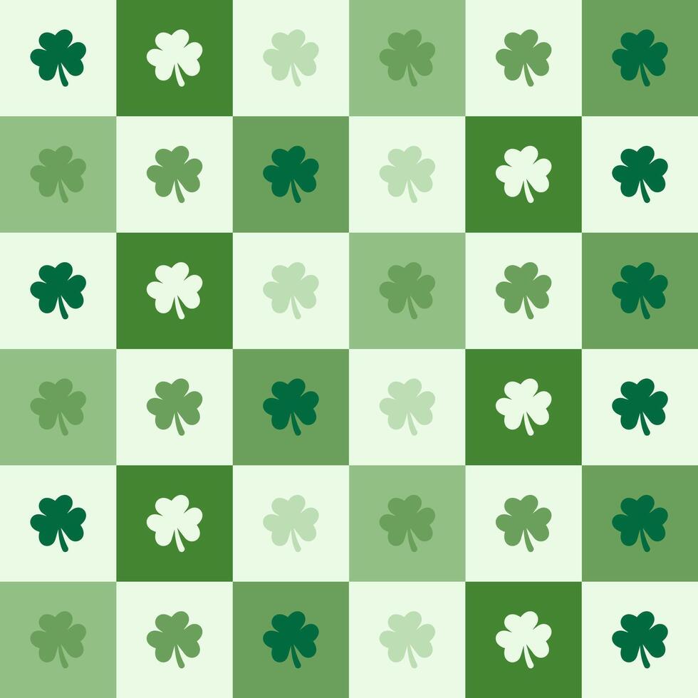 St. Patrick Day themed green clovers in a stylish pattern illustration vector