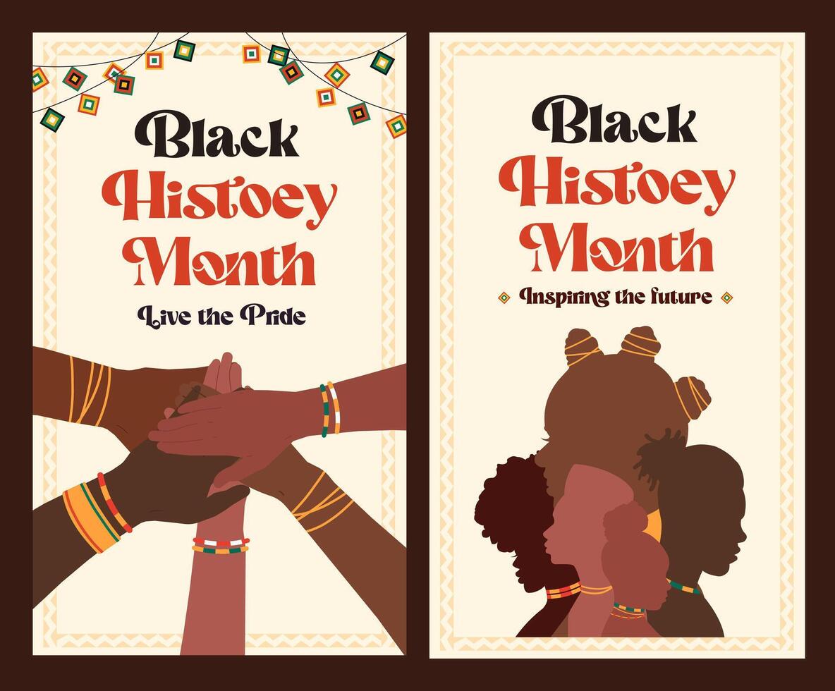 Celebrating Black History Month with Unity and Pride set, illustration vector
