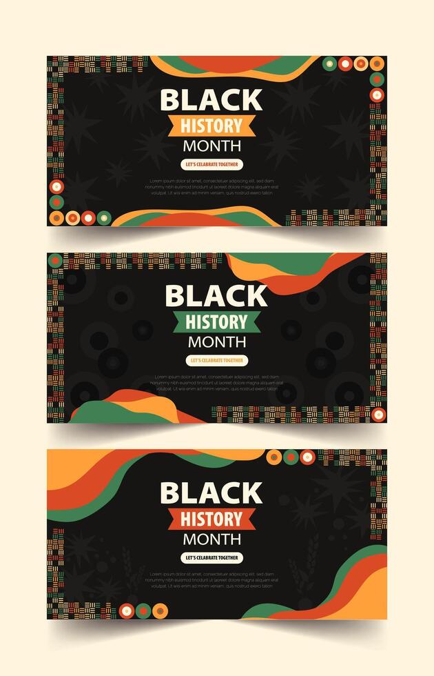 Set of Black History Month Banners with Vibrant Designs, illustration vector