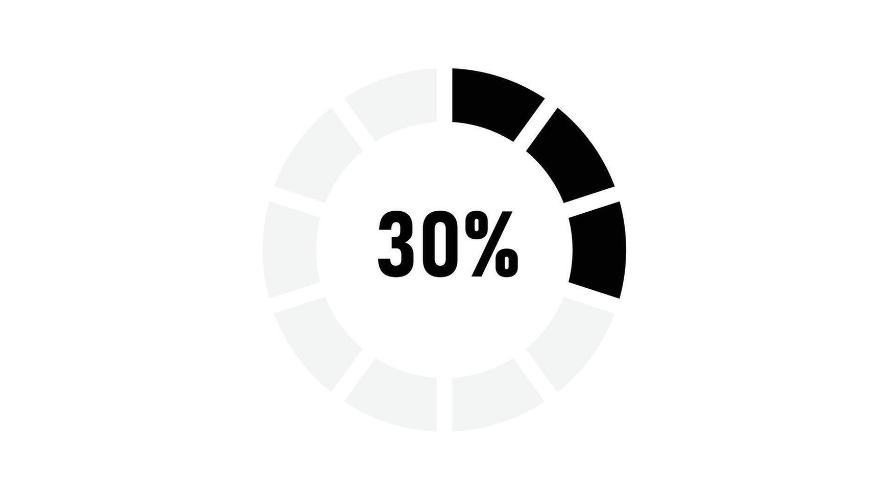 Circle 30 percent loading or circle 70 percent progress. vector