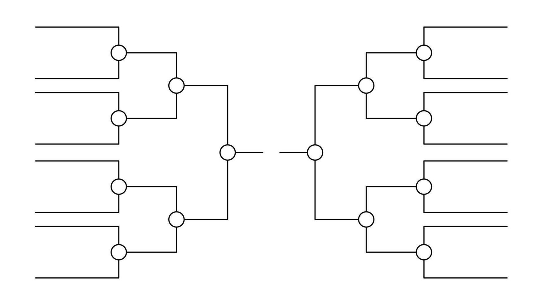 Simple black tournament bracket template for 16 teams isolated on white vector