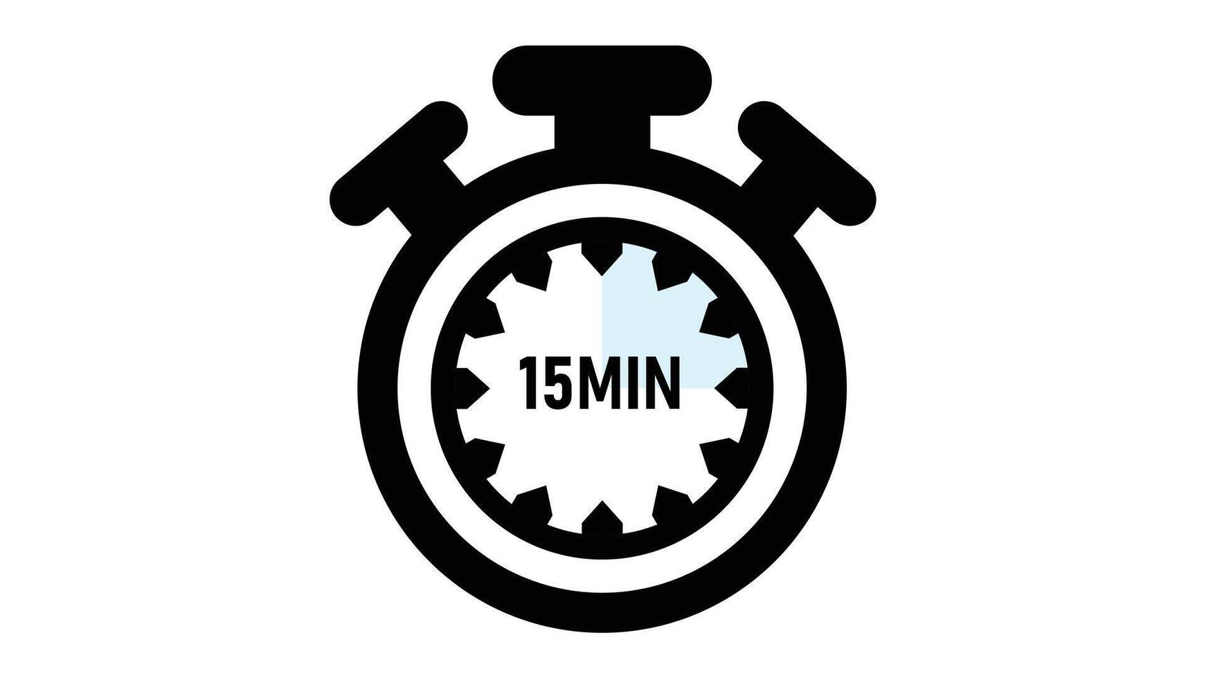 15 Minutes Timer Icon, Modern Flat Design. Clock, Stopwatch, Chronometer Showing Fifteen Minutes Label. Cooking time, Countdown Indication. vector