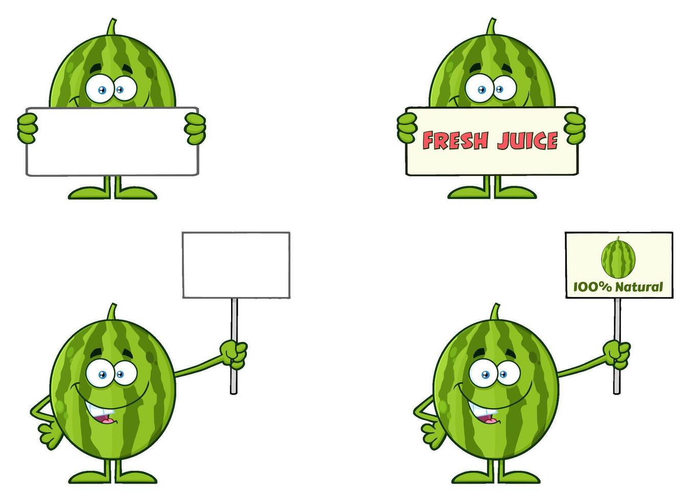 Fruit Characters Holding Blank Signboards With Natural Product Branding vector