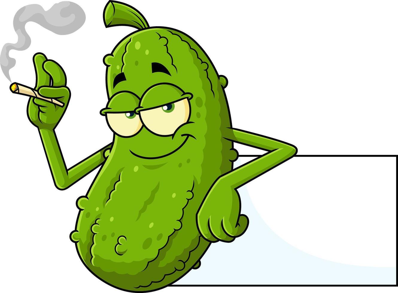 Smirking Pickle Holding Cigarette And Looking Confident vector