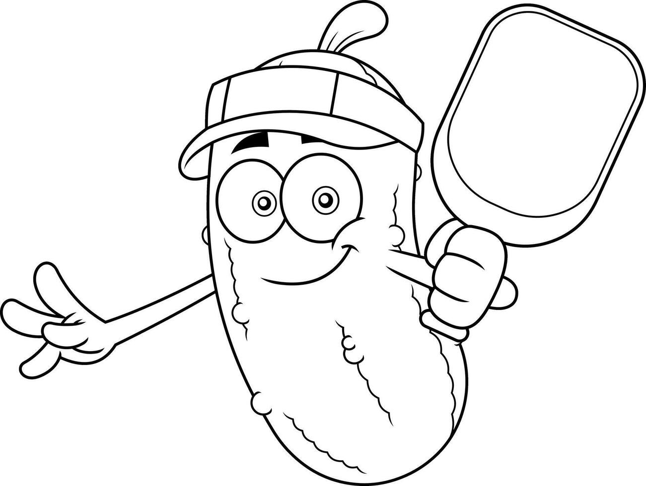 Cheerful Pickle Mascot Wearing Cap With Confident Expression vector