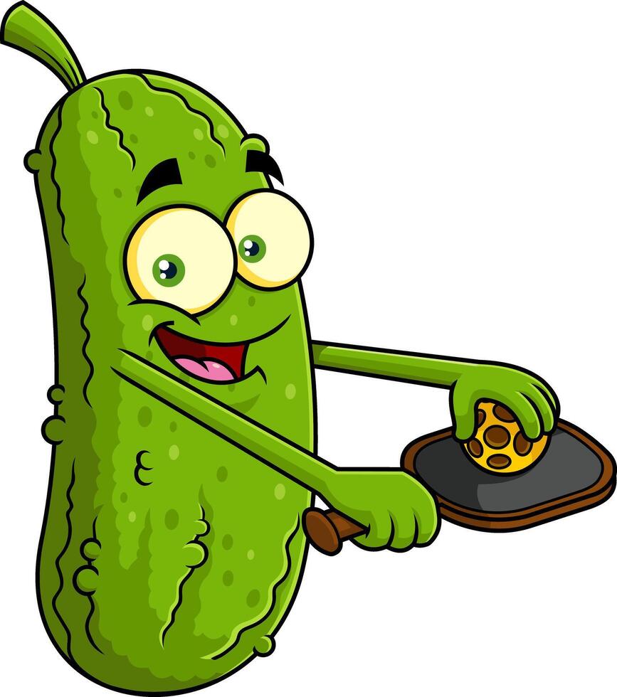 Green Cucumber Athlete With Paddle Ready To Serve vector